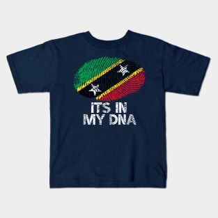 Saint Kitts and Nevis Roots Flag Fingerprint Kids T-Shirt